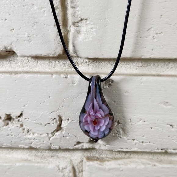 New Womens Murano Glass Blown Flower Blossum Necklace 4 in 1 - Picture 2 of 4